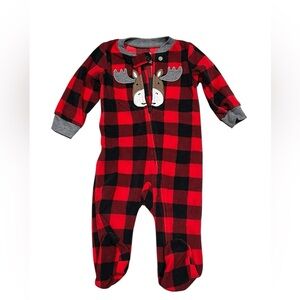 Carter’s Baby Boys Buffalo Plaid Moose Sleeper Pajamas 9M
